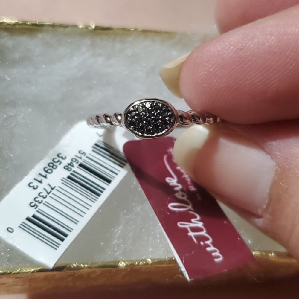 Rachel Gail Sterling Silver Ring Black Diamonds
